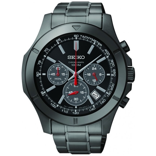 seiko chronograph black dial men's watch