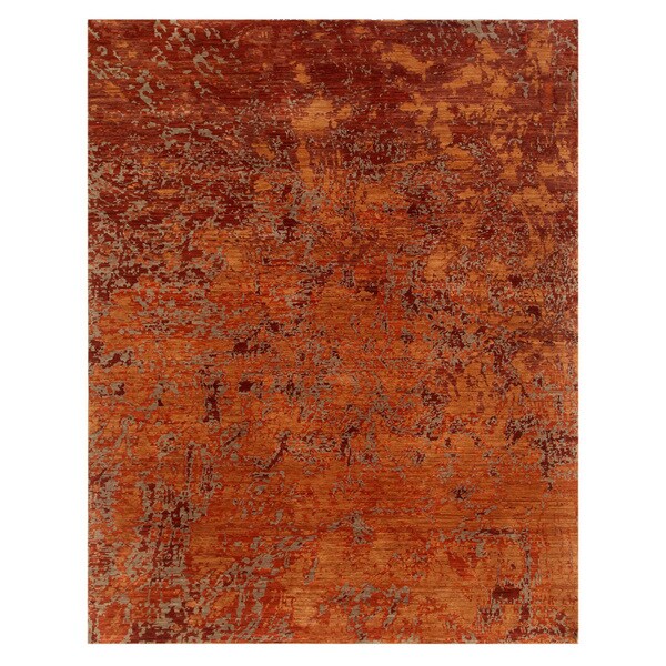 HandKnotted Red/ Orange 100Percent Wool Rug (8x10) Overstock 8402193