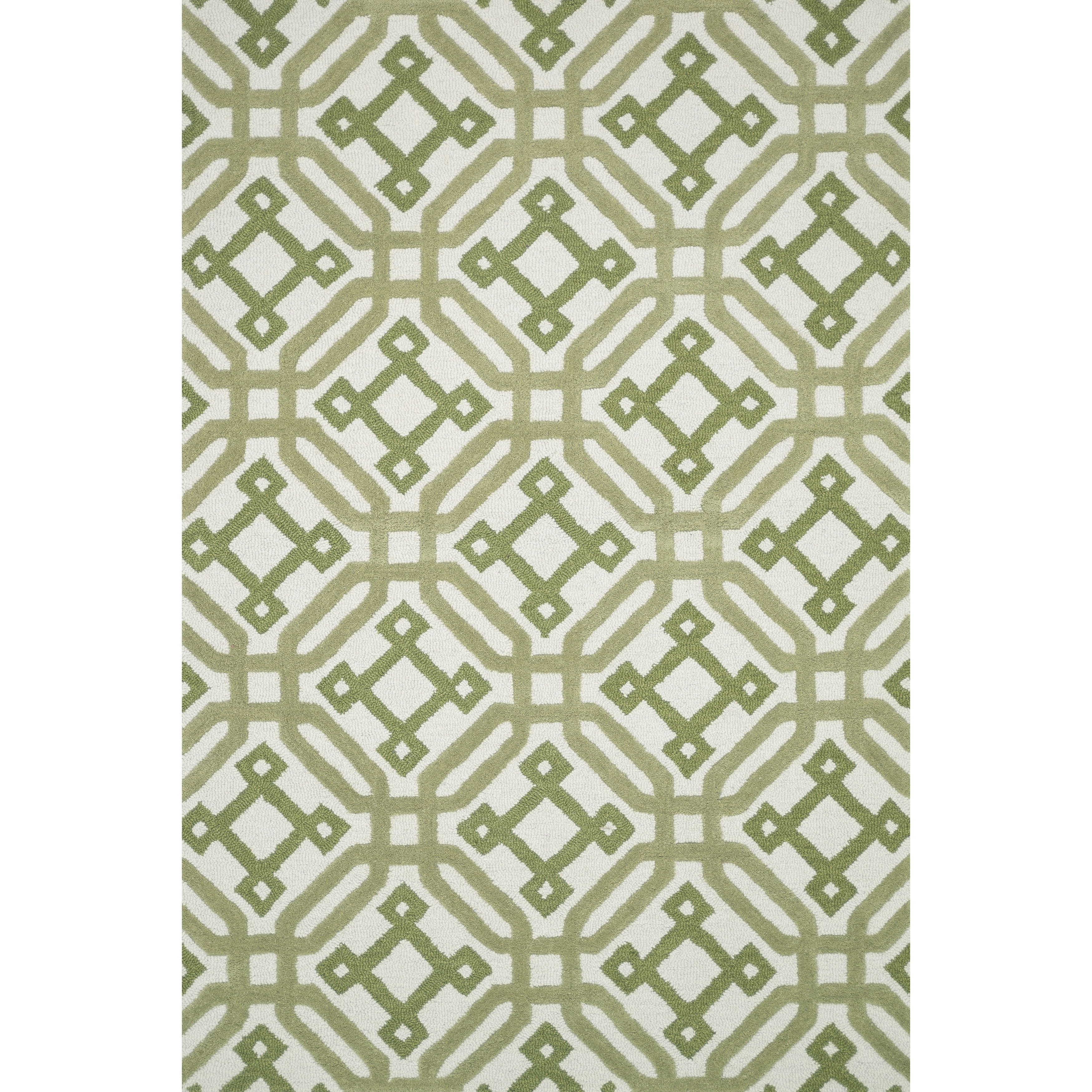 Hand tufted Tatum Ivory/ Green Wool Rug (36 X 56)