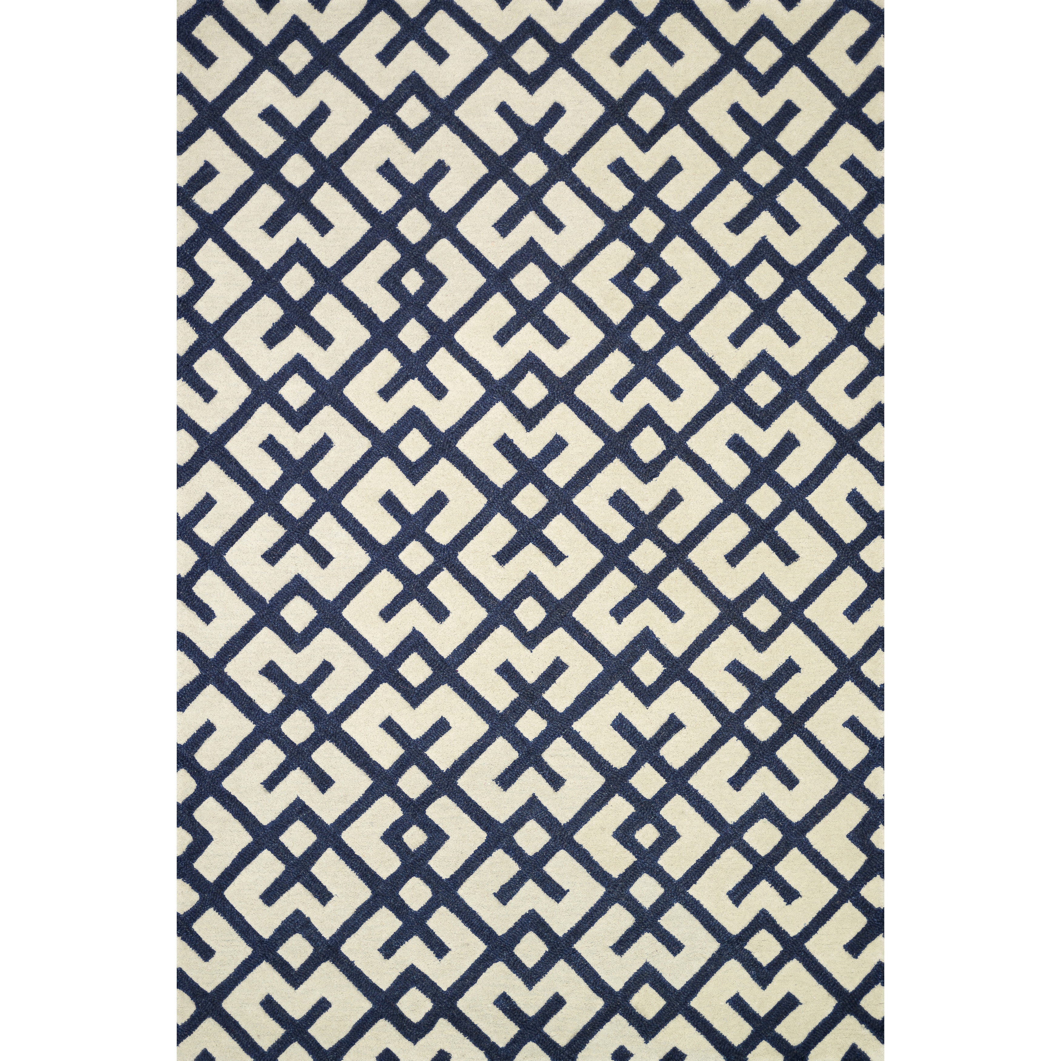 Hand tufted Tatum Ivory/ Navy Wool Rug (79 X 99)