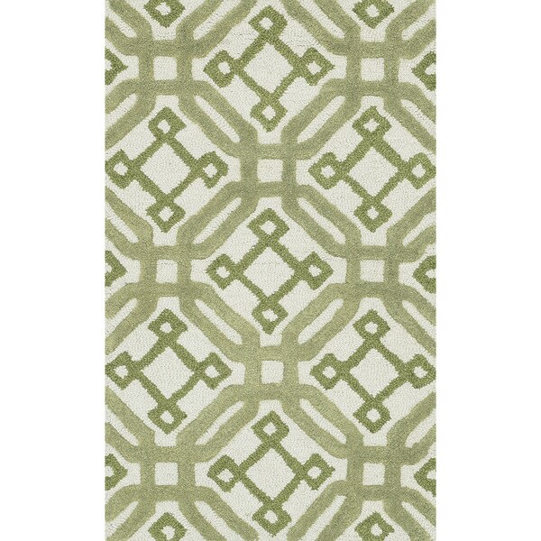 Hand-tufted Tatum Ivory and Green Wool Rug - 2'3 x 3'9