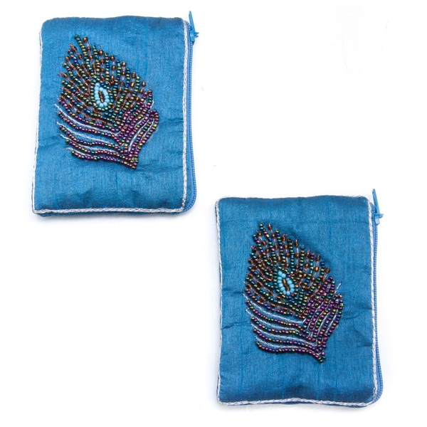 Shop Handmade Set of Two Embroidered Beaded Peacock Coin Purses (India) - Free Shipping On ...