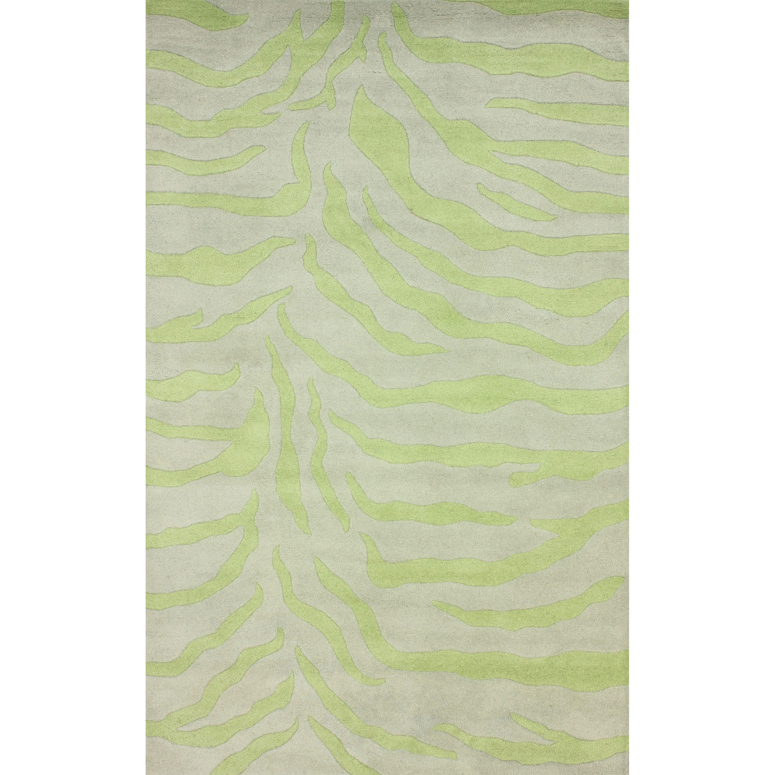Nuloom Handmade Zebra Print Wool Lime Rug (5 X 8)