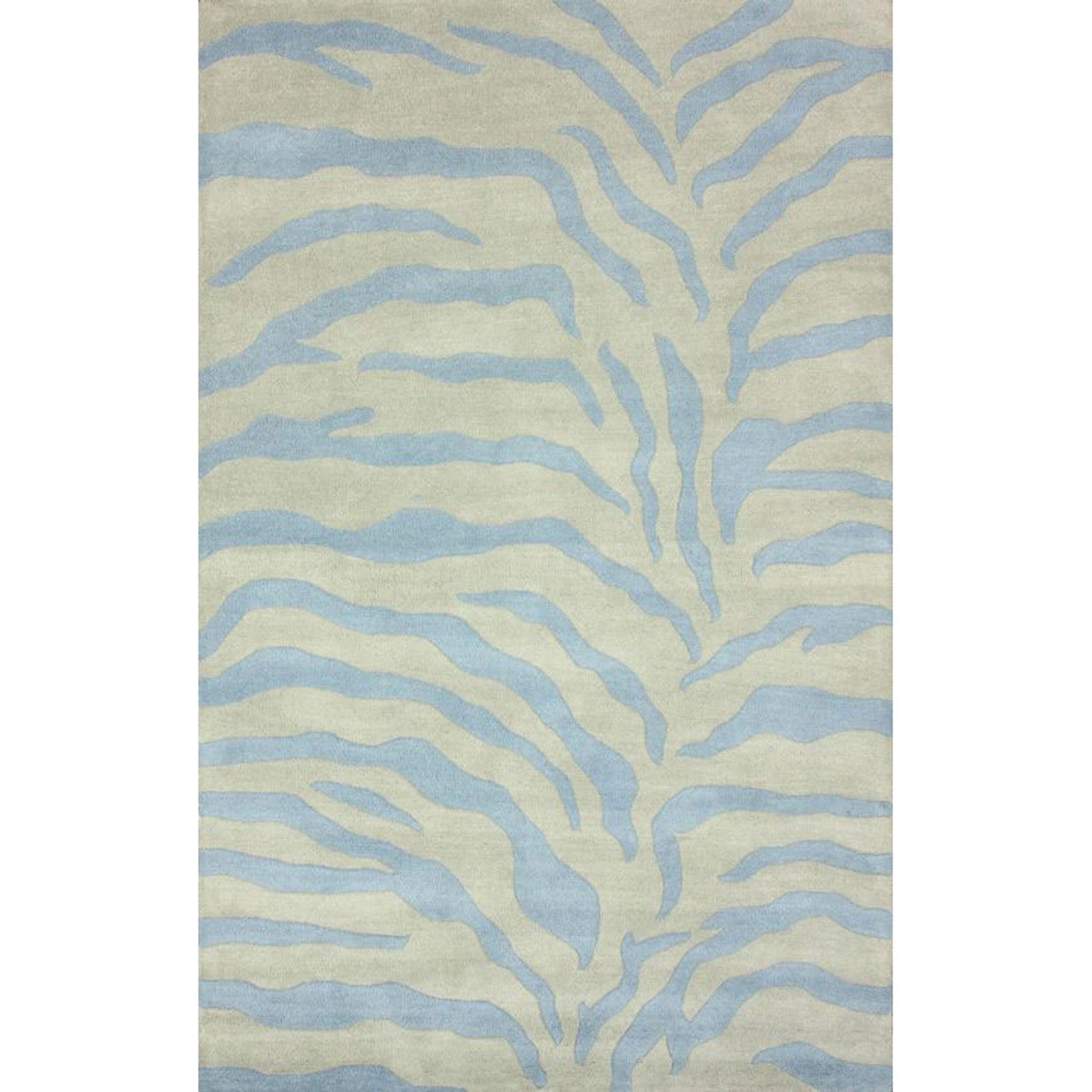 Nuloom Handmade Zebra Print Wool Powder Blue Rug 5 X 8