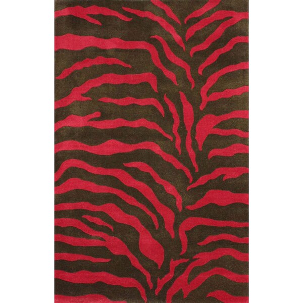 Nuloom Handmade Zebra Print Wool Red Rug 5 X 8 Free Nuloom Handmade Zebra Print Wool Red Rug