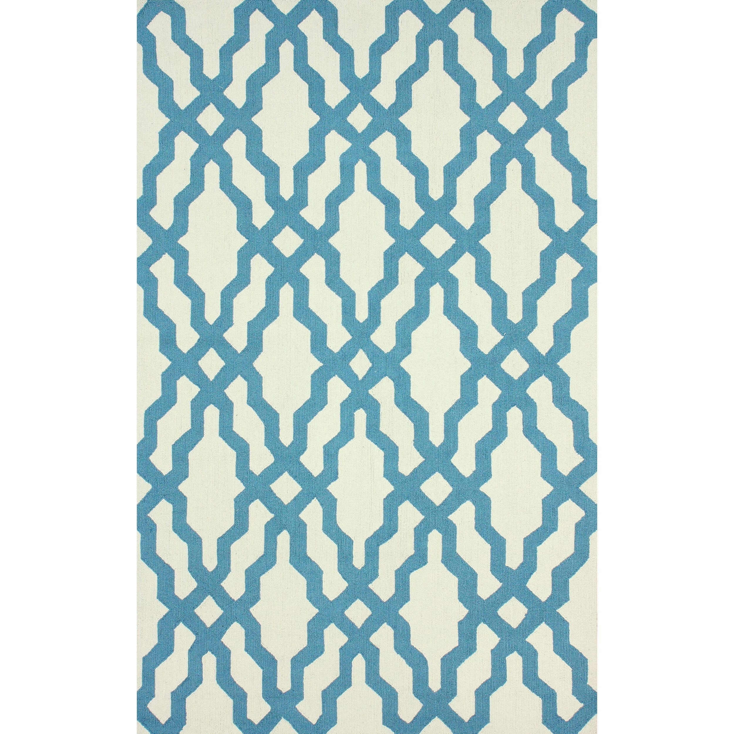 Nuloom Handmade Moroccan Trellis Blue Wool Area Rug (5 X 8)