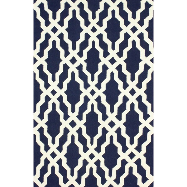 nuLOOM Handmade Wool Moroccan Trellis Navy Blue Rug (5' x 8') 5' x 8