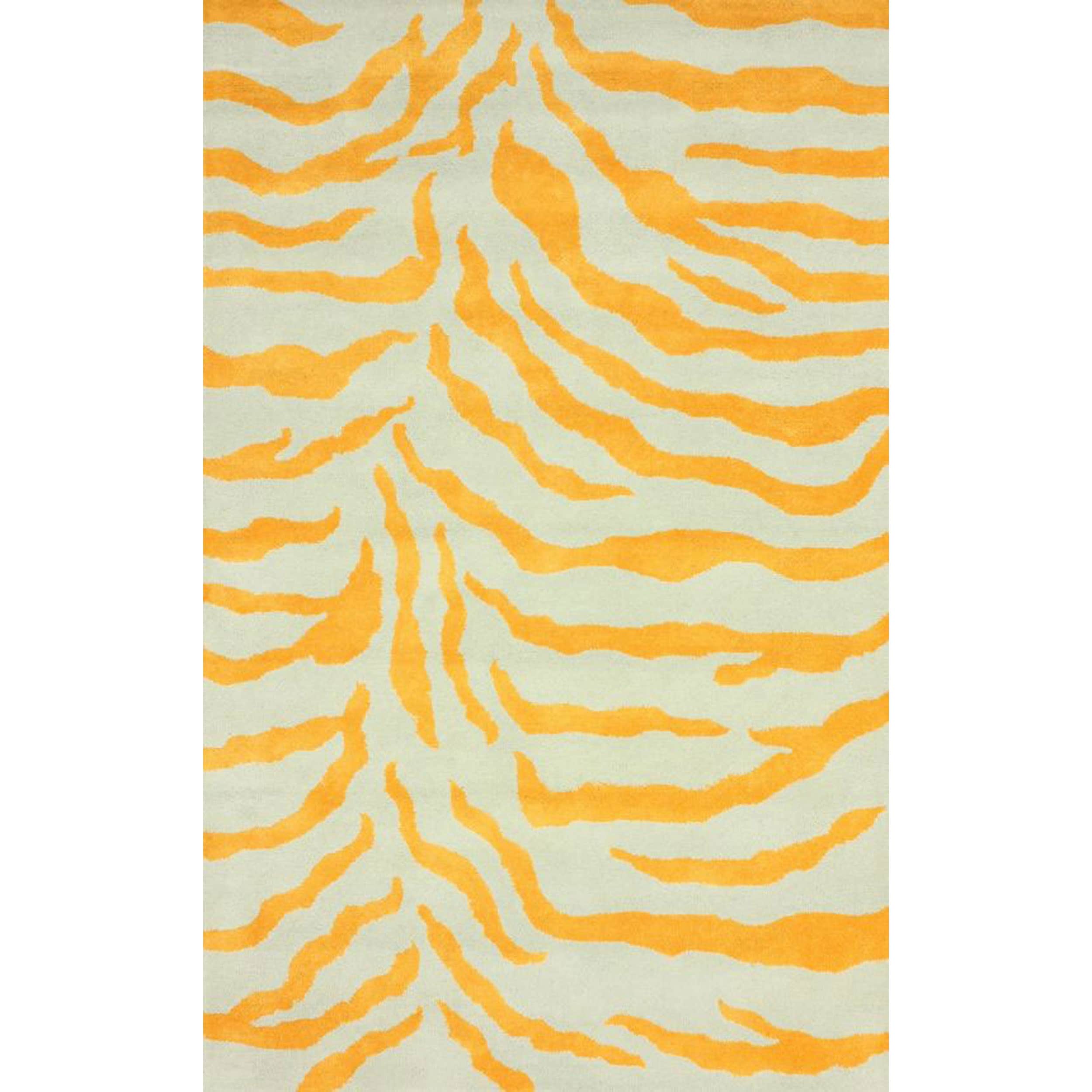 Nuloom Handmade Zebra Print Wool Tangerine Rug (76 X 96)