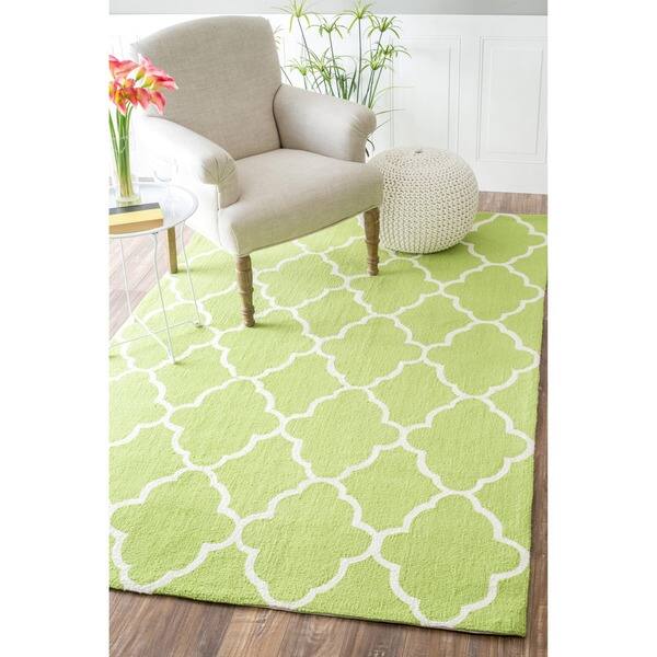 nuLOOM Handmade Wool Moroccan Trellis Green Rug (7'6 x 9'6) 7'6 x 9'6