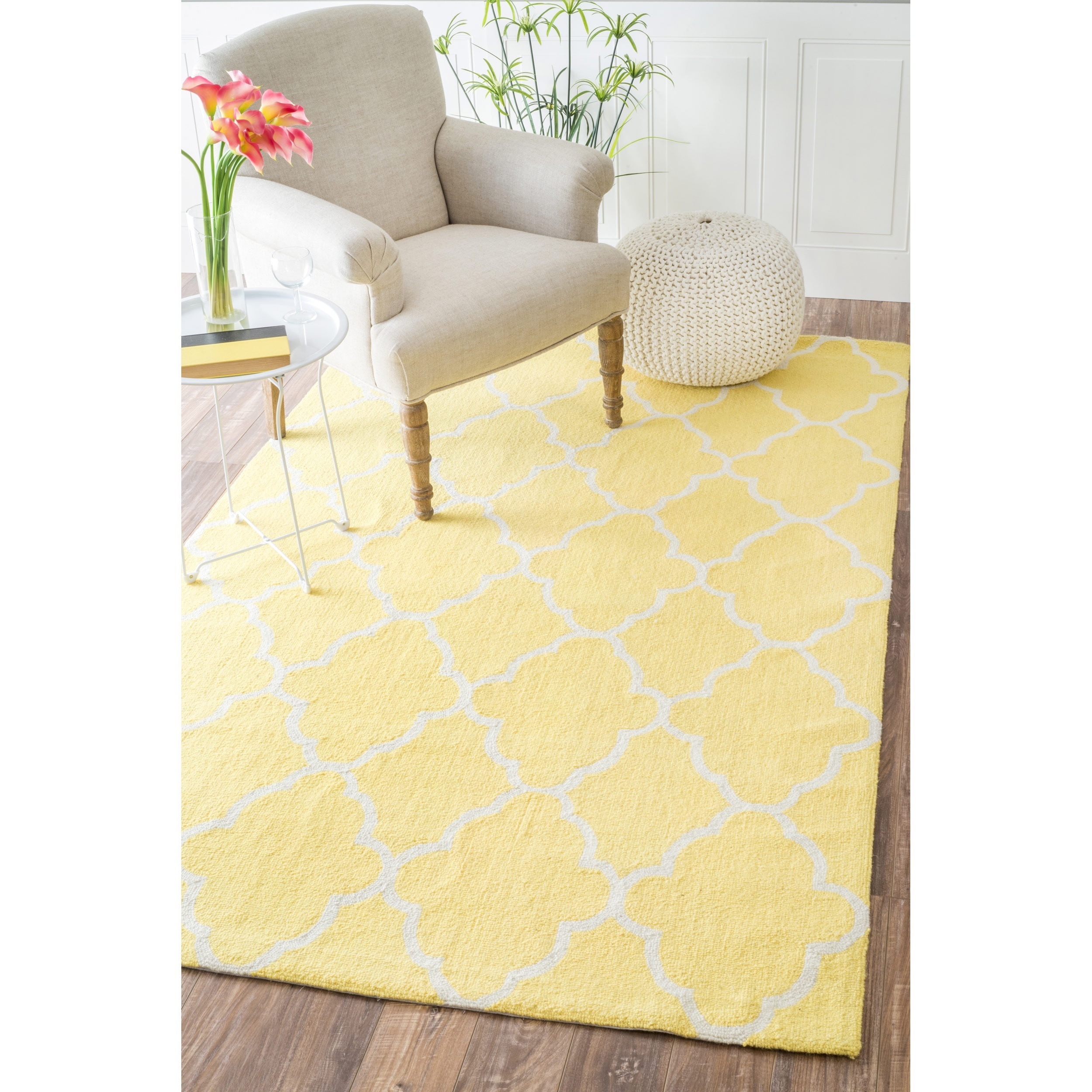 Nuloom Handmade Wool Moroccan Trellis Yellow Rug (76 X 96)