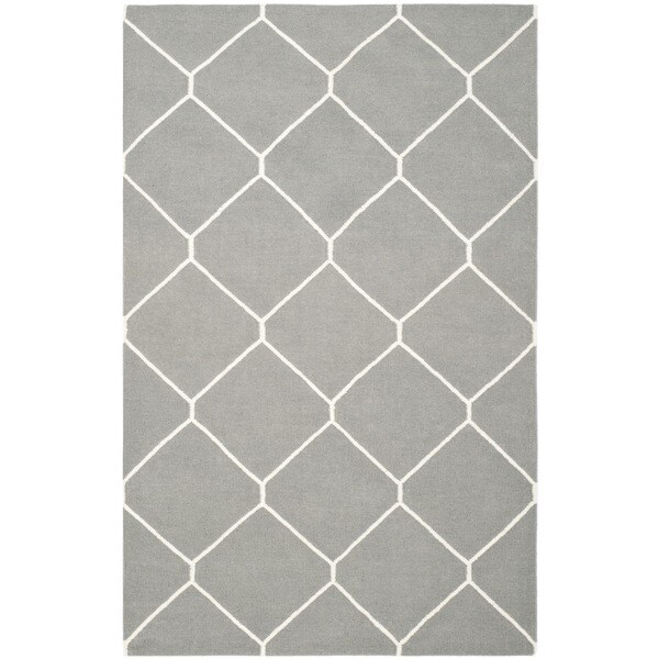 Safavieh Handwoven Moroccan Reversible Dhurrie Soft Grey/ Ivory Wool Rug (4' x 6')