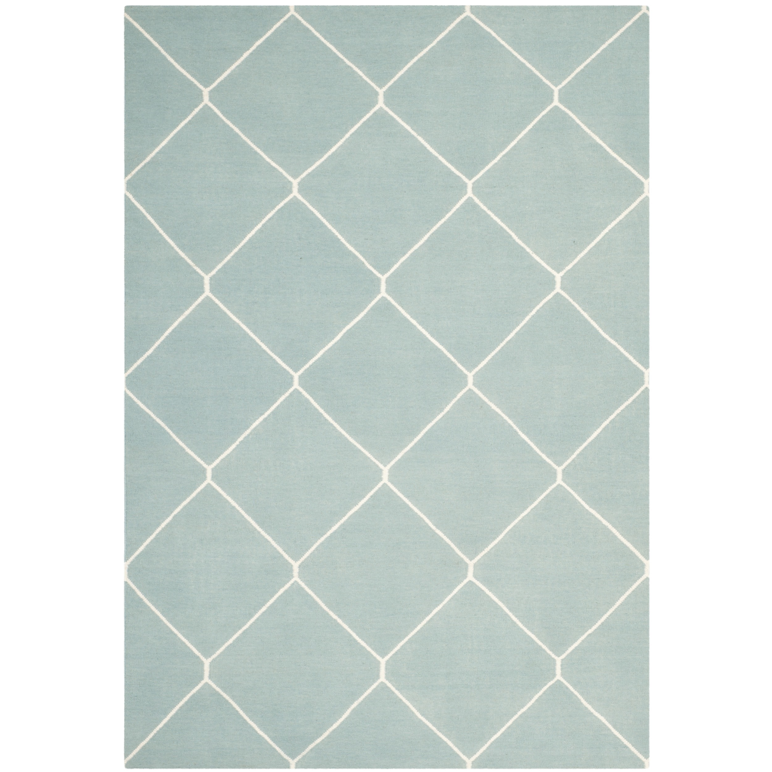 Safavieh Hand woven Moroccan Dhurrie Light Blue/ Ivory Wool Rug (6 X 9)