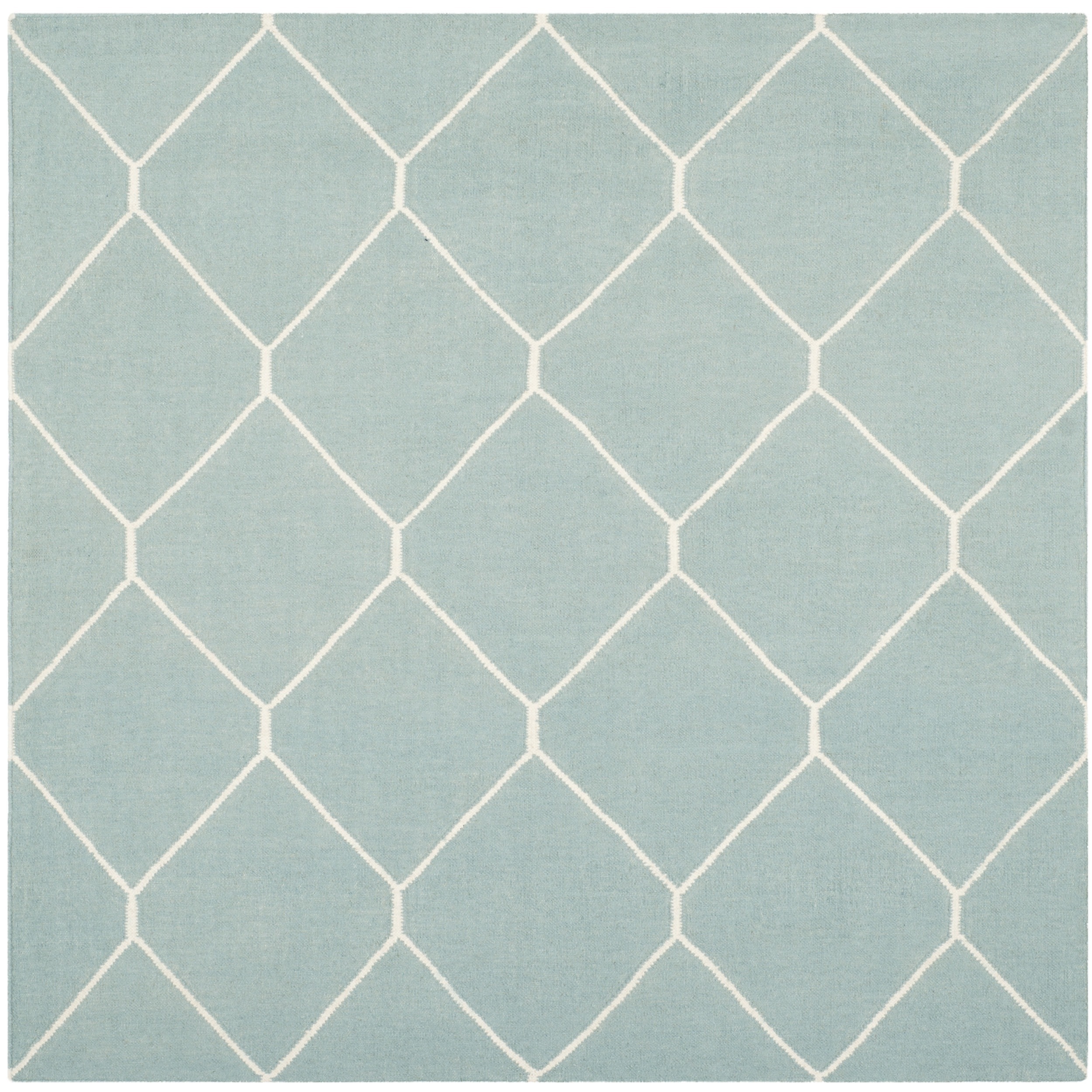 Safavieh Light Blue/ Ivory Handwoven Moroccan Dhurrie Wool Area Rug (6 Square)