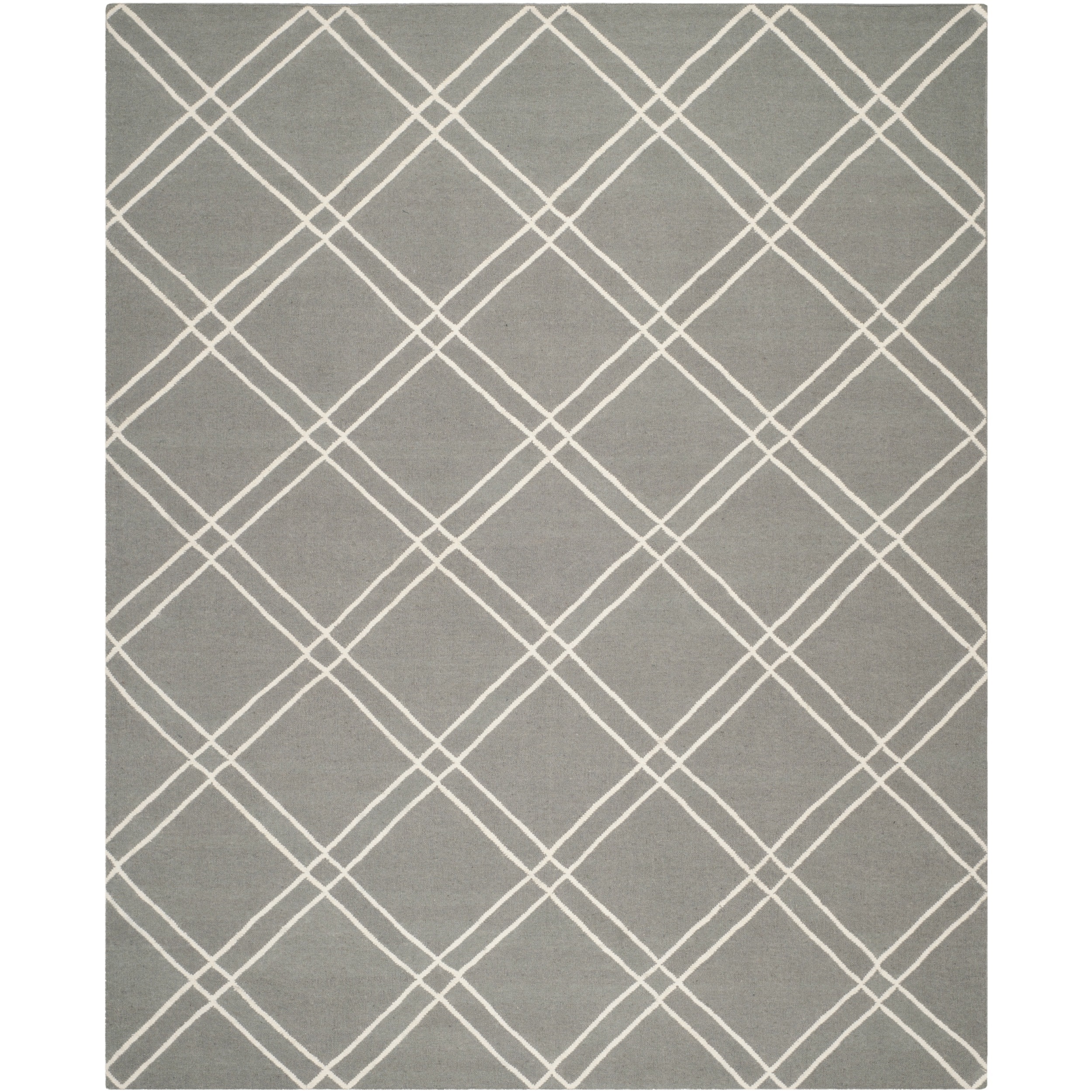 Contemporary Safavieh Handwoven Moroccan Dhurrie Gray/ Ivory Wool Rug (5 X 8)