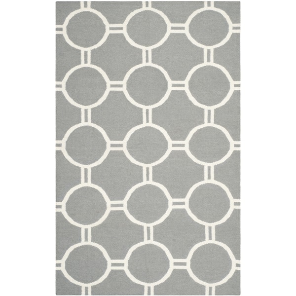 Safavieh Handwoven Moroccan Reversible Dhurrie Grey/ Ivory Geometric