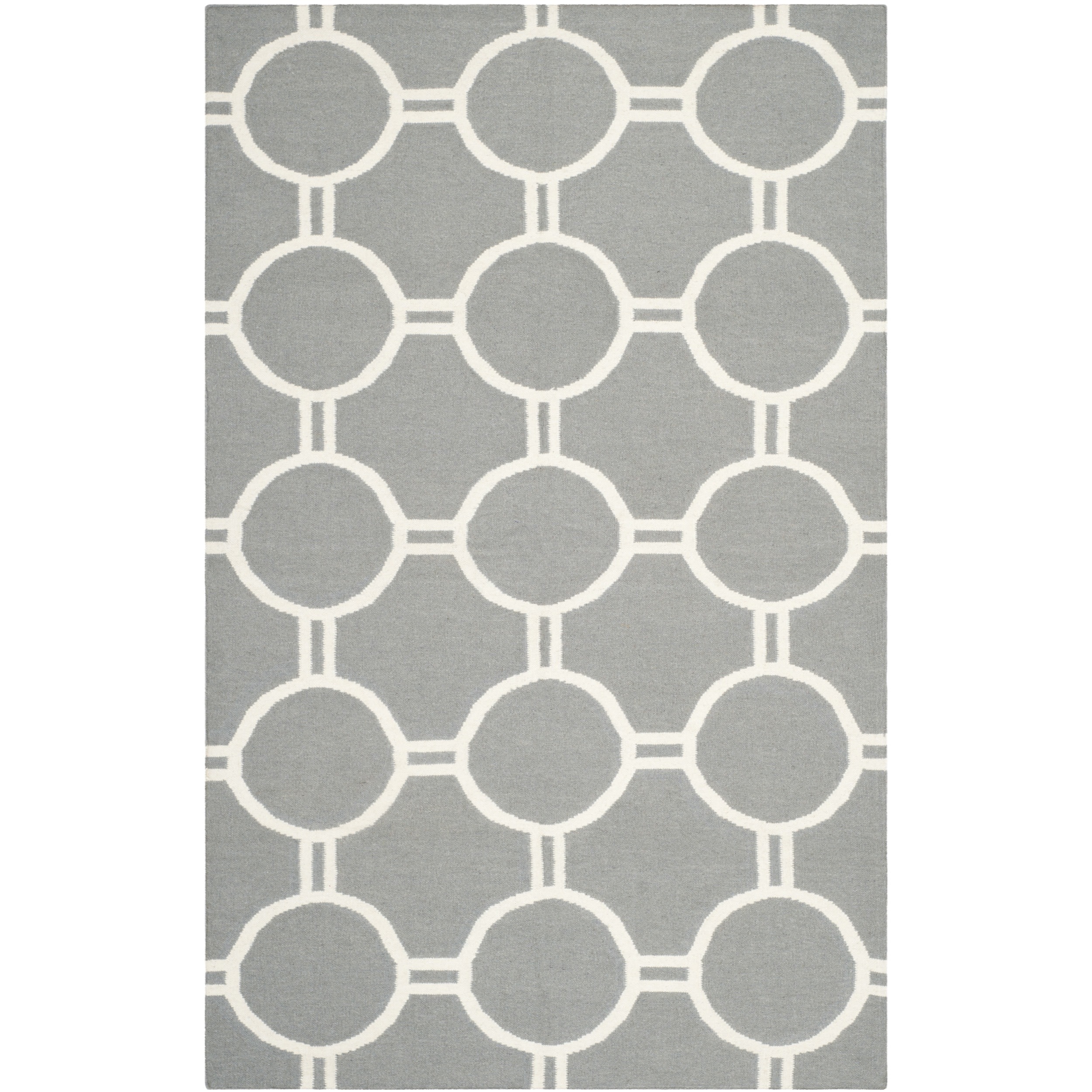 Safavieh Handwoven Moroccan Dhurrie Gray/ Ivory Geometric Wool Rug (5 X 8)