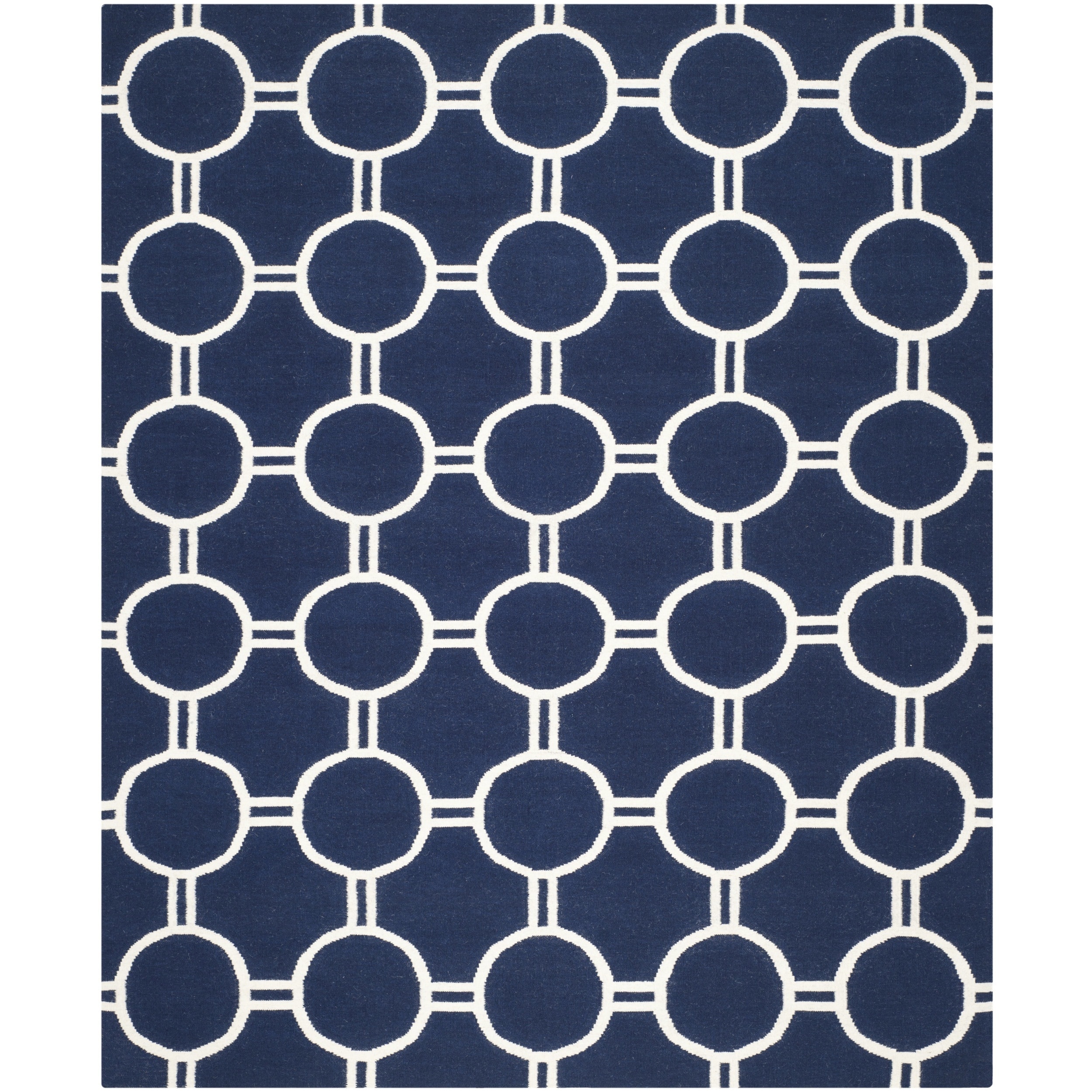 Safavieh Handwoven Moroccan Dhurrie Navy/ Ivory Wool Area Rug (6 X 9)