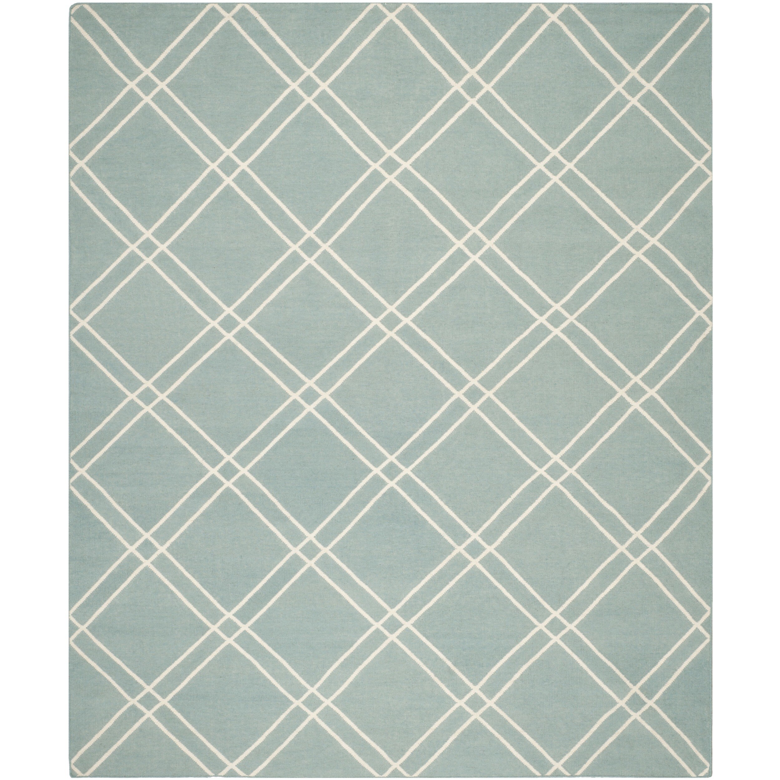 Safavieh Hand woven Moroccan Dhurrie Light Blue/ Ivory Contemporary Wool Rug (5 X 8)