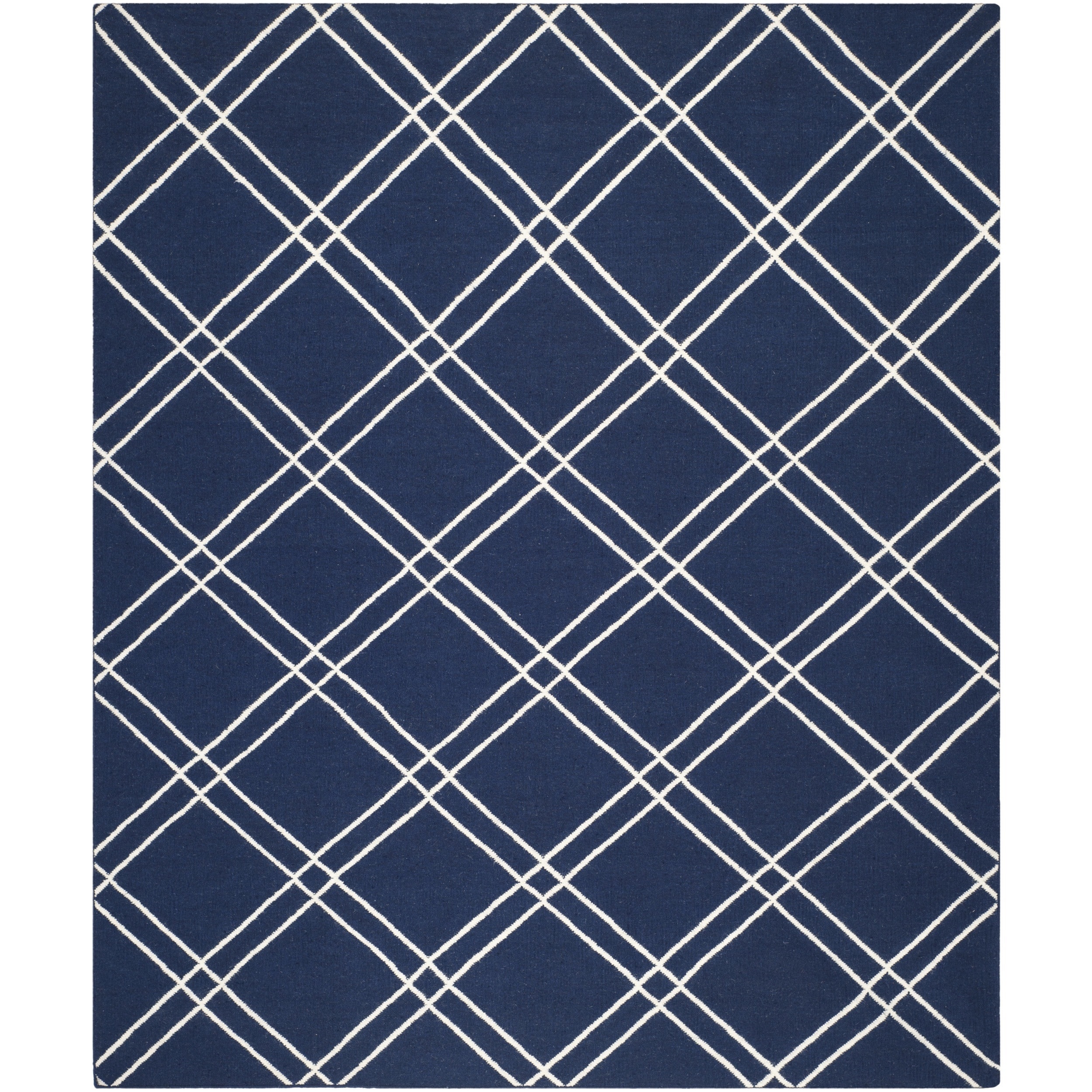 Safavieh Handwoven Moroccan Dhurrie Contemporary Navy/ Ivory Wool Rug (6 X 9)