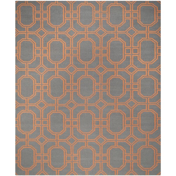Safavieh Hand-woven Moroccan Reversible Dhurrie Blue/ Orange Wool Rug - 8' x 10'