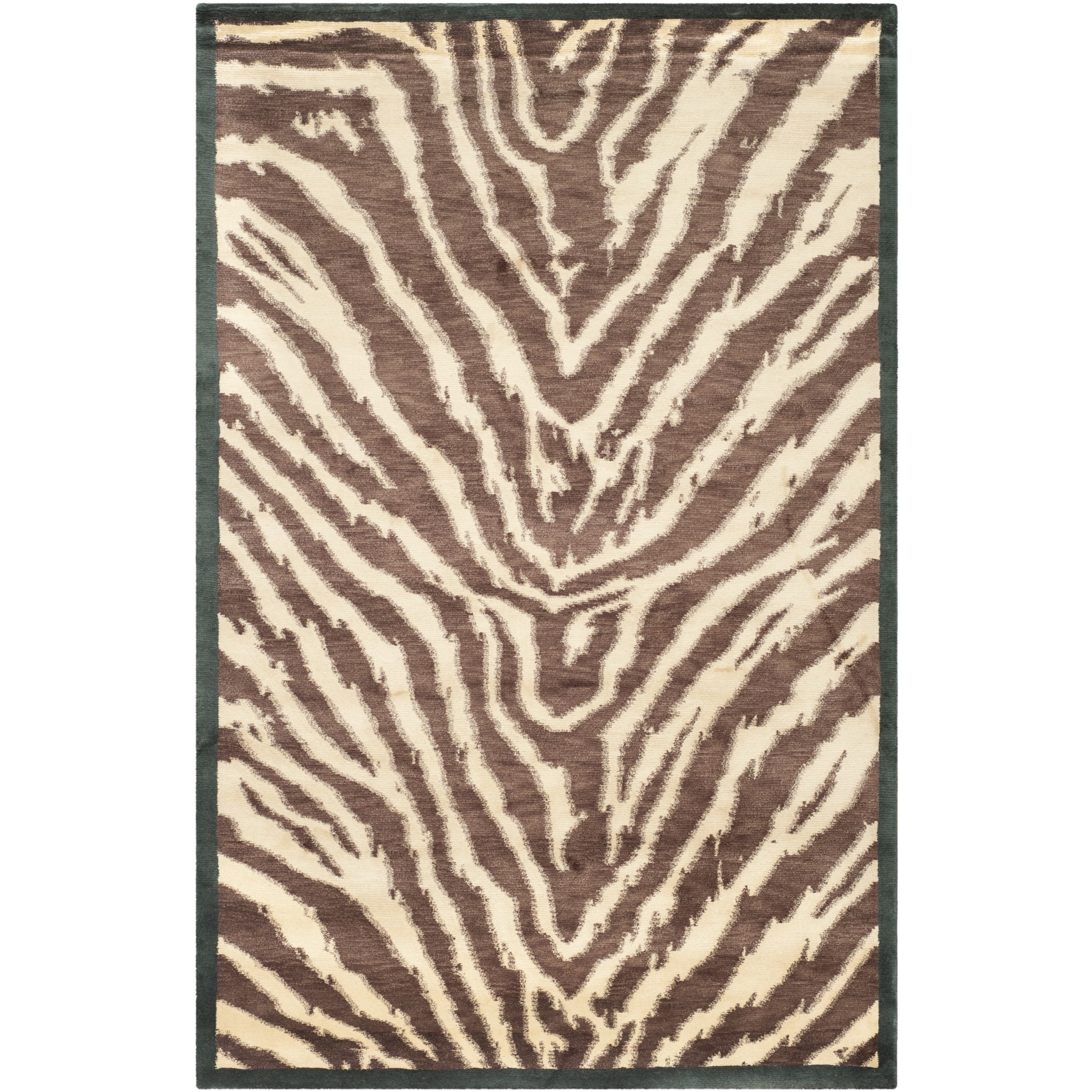 Safavieh Hand knotted Tibetan Black/ Ivory Wool Rug (6 X 9)