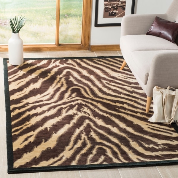 Safavieh Hand-knotted Tibetan Animal Print Black/ Ivory Wool Rug - 8' x 10'