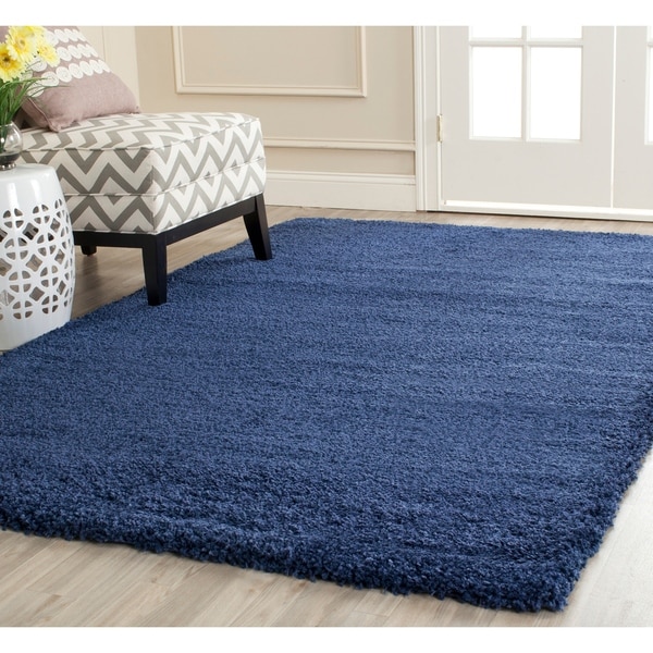 Shop Safavieh Milan Shag Navy Blue Rug - 4' x 6' - On Sale ...