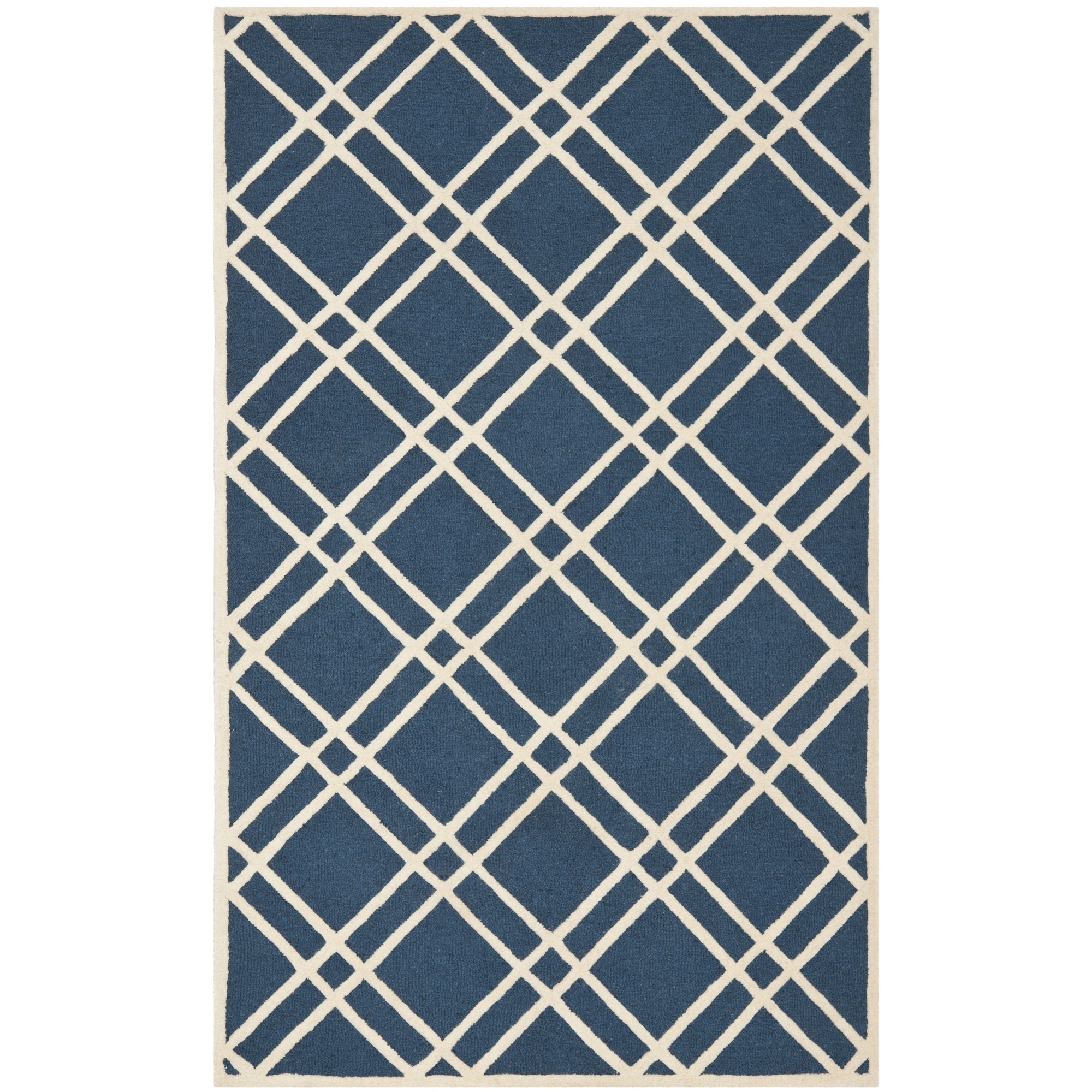 Safavieh Handmade Moroccan Cambridge Navy/ Ivory Double Diamonds Wool Rug (5 X 8)