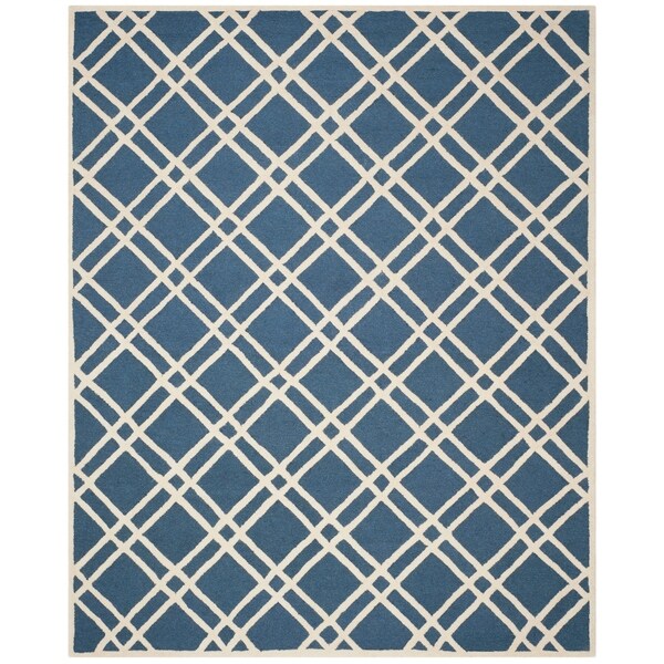 Durablle Safavieh Handmade Moroccan Cambridge Navy/ Ivory Wool Rug - 8' x 10'