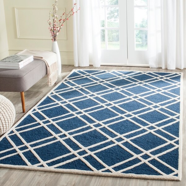 Durablle Safavieh Handmade Moroccan Cambridge Navy/ Ivory Wool Rug - 8' x 10'