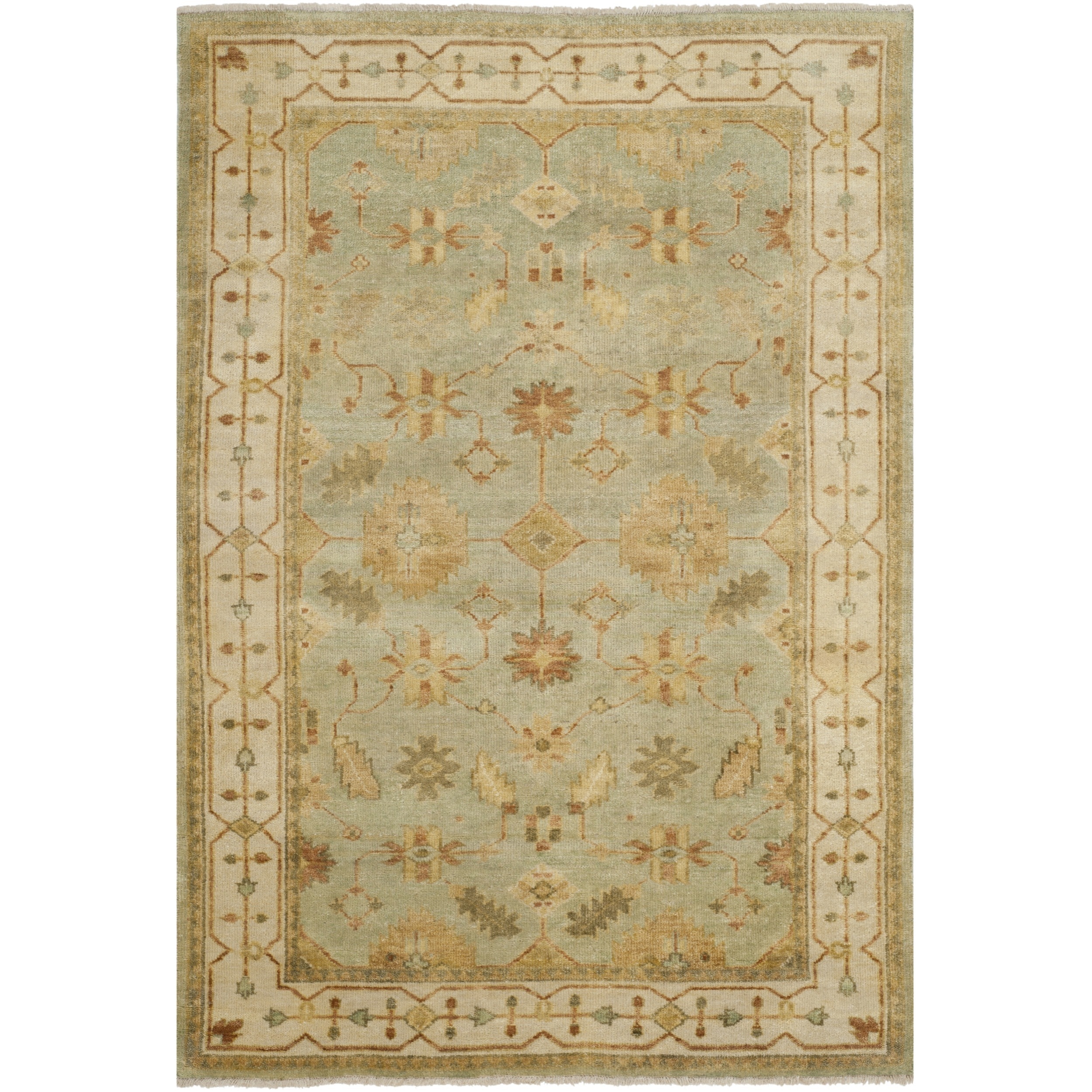 Safavieh Hand knotted Oushak Soft Green/ Ivory Wool Rug (4 X 6)