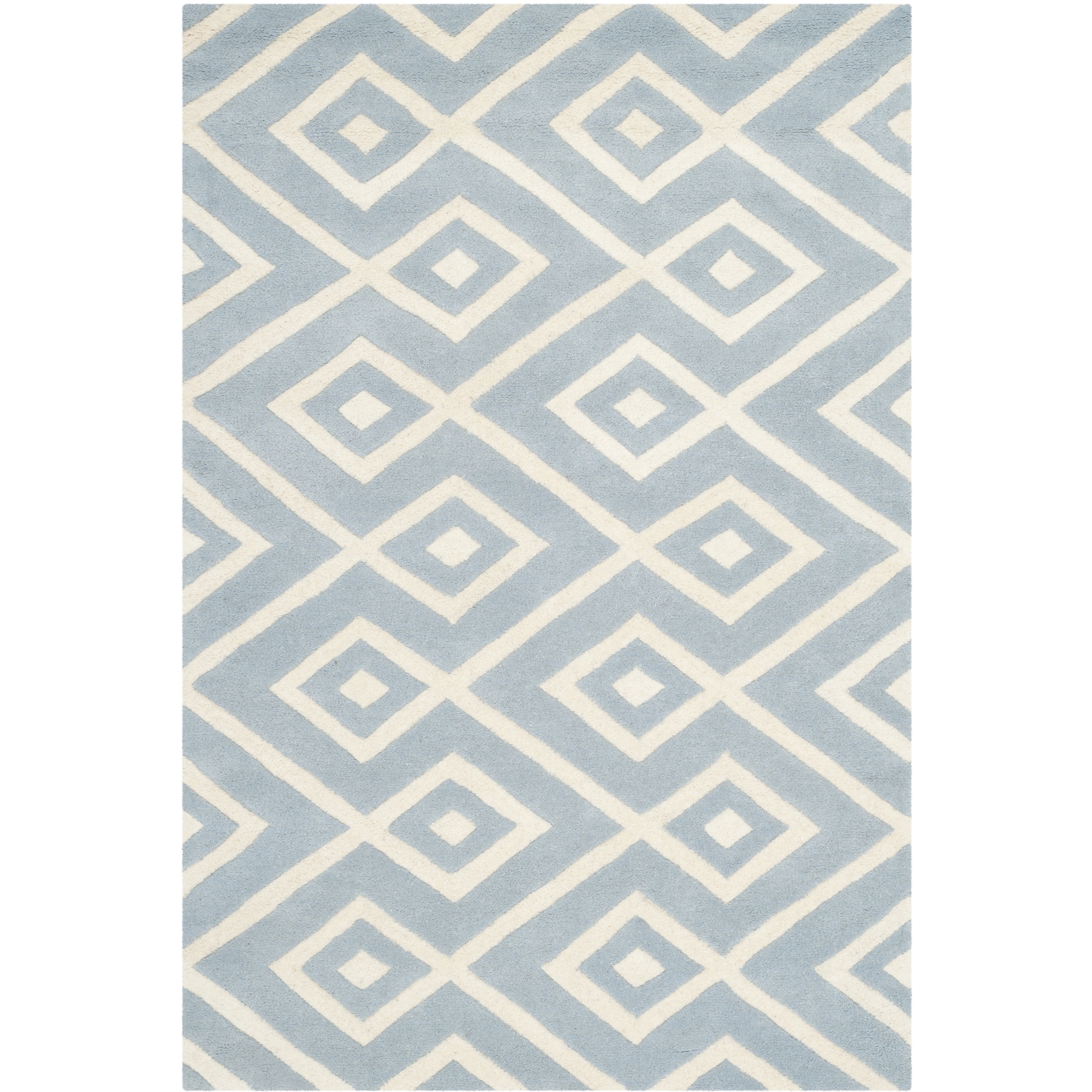 Safavieh Handmade Moroccan Chatham Collection Blue/ Ivory Wool Rug (3 X 5)