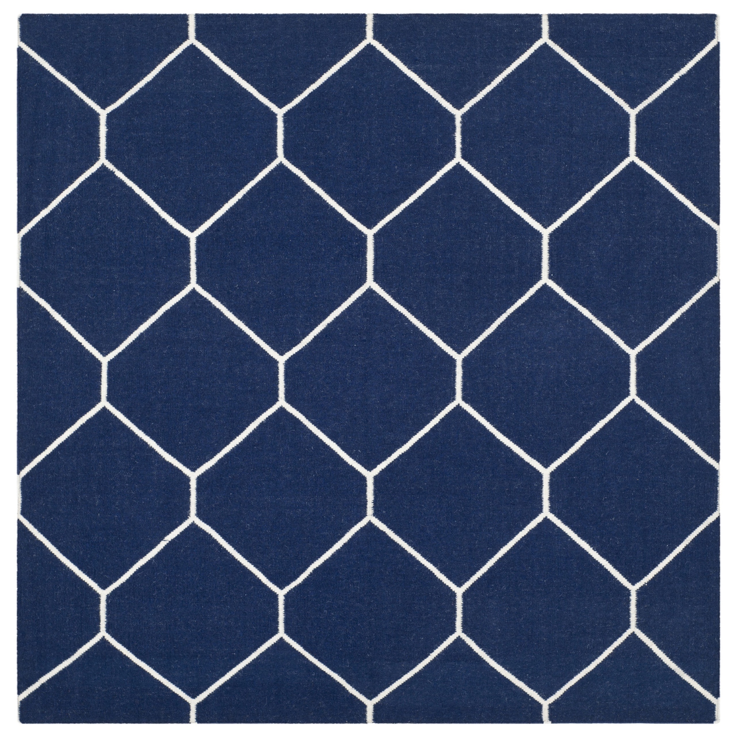 Safavieh Hand woven Moroccan Dhurrie Navy/ Ivory Wool Rug (6 Square)