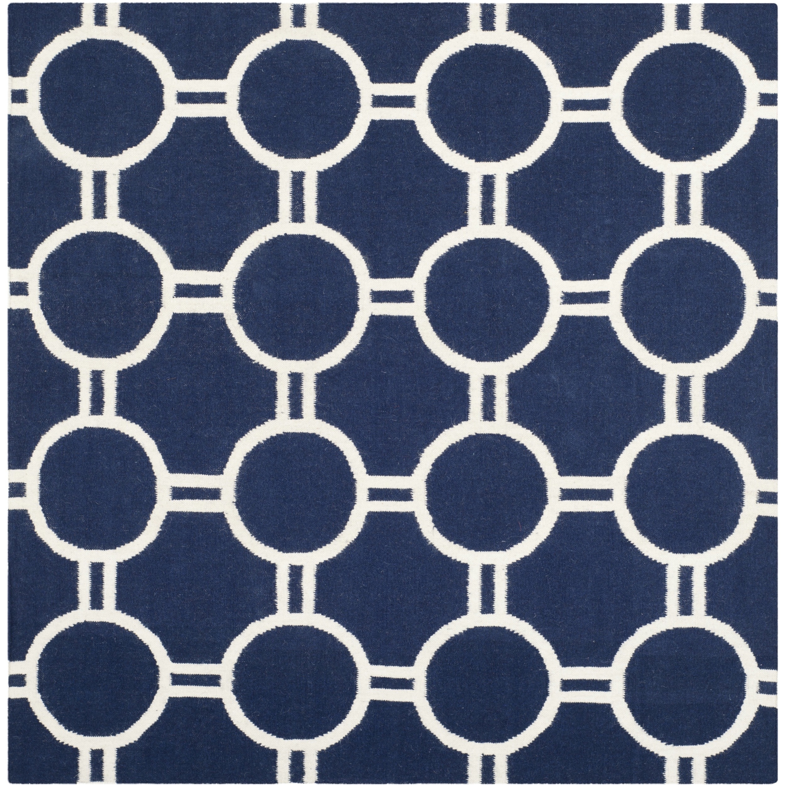 Safavieh Handwoven Moroccan Dhurrie Navy/ Ivory Wool Area Rug (6 Square)