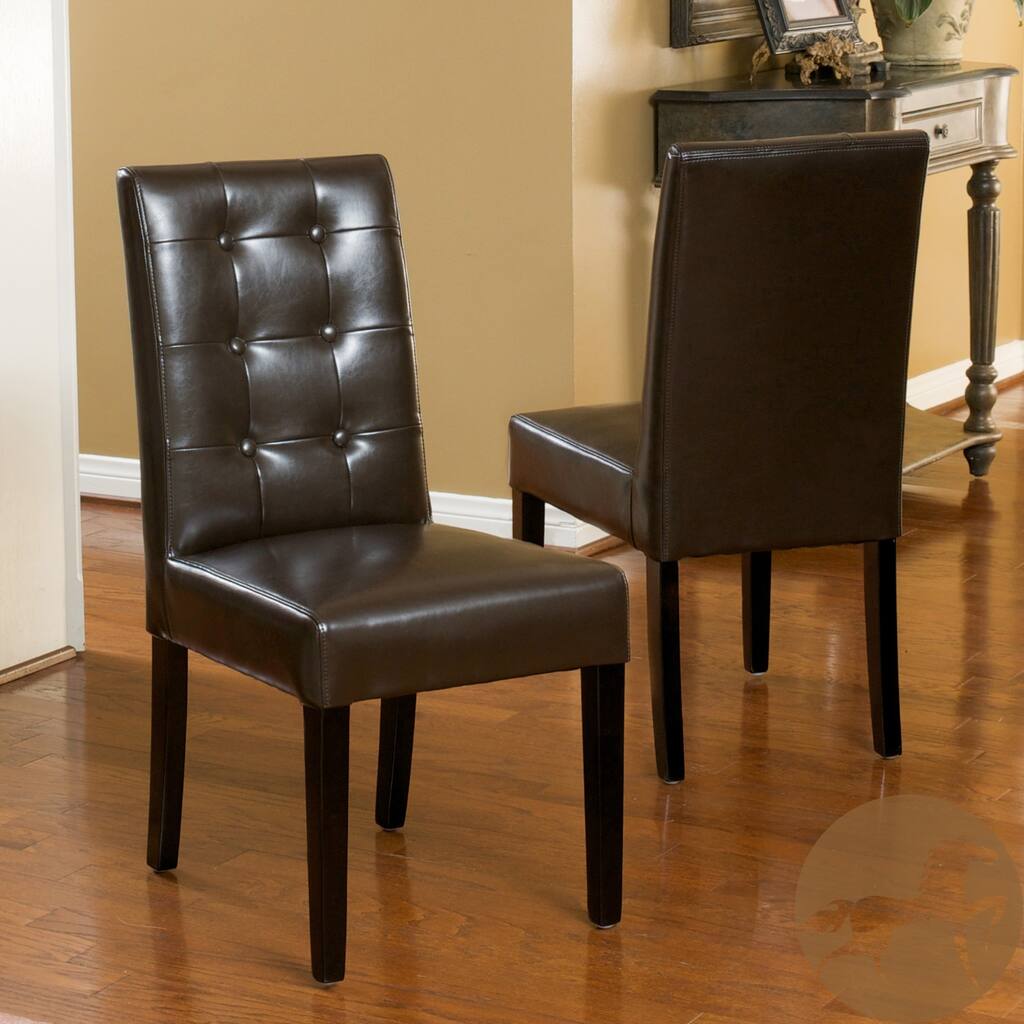 Roland Brown Bonded Leather Dining Chairs (Set of 2) by Christopher Knight Home