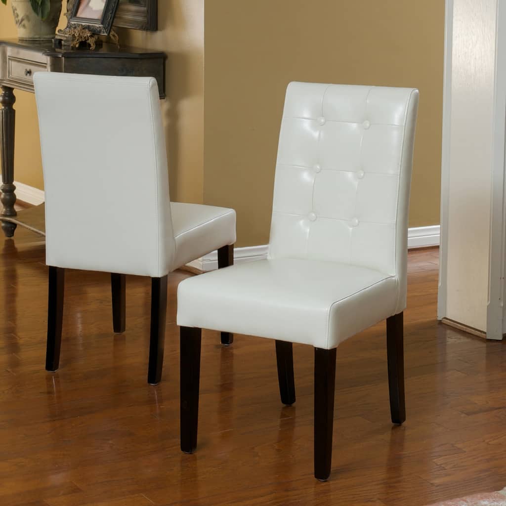 Roland Ivory Leather Dining Chairs (Set of 2) by Christopher Knight Home