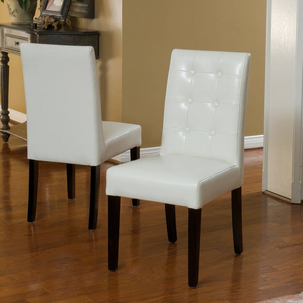 Roland Ivory Leather Dining Chairs (Set of 2) by Christopher Knight Home