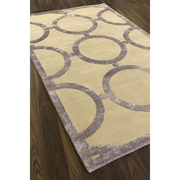 Hand made Halo Cream Wool Area Rug (5' x 8') 5x8   6x9 Rugs