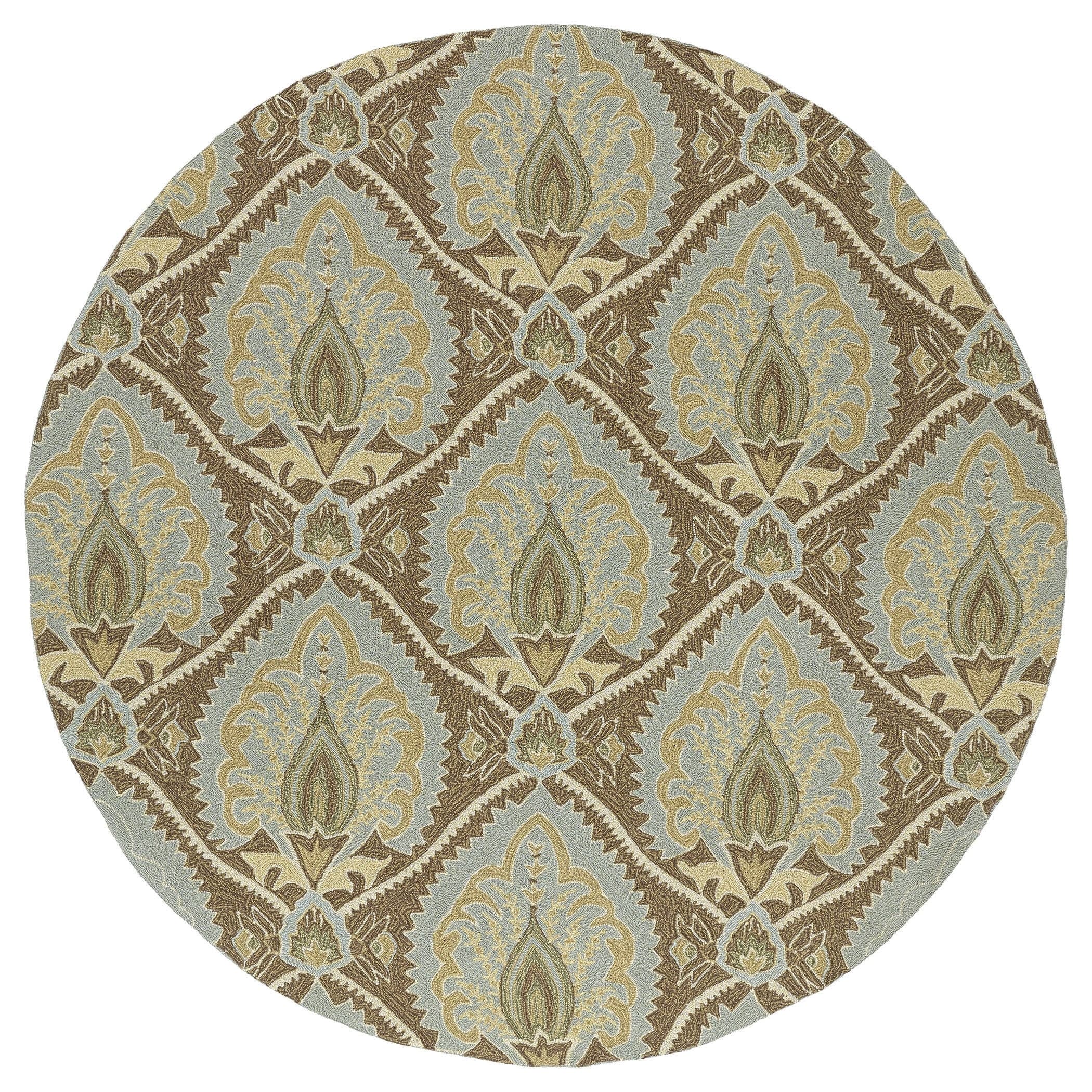 Fiesta Brown Indoor/ Outdoor Damask Rug (79 Round)