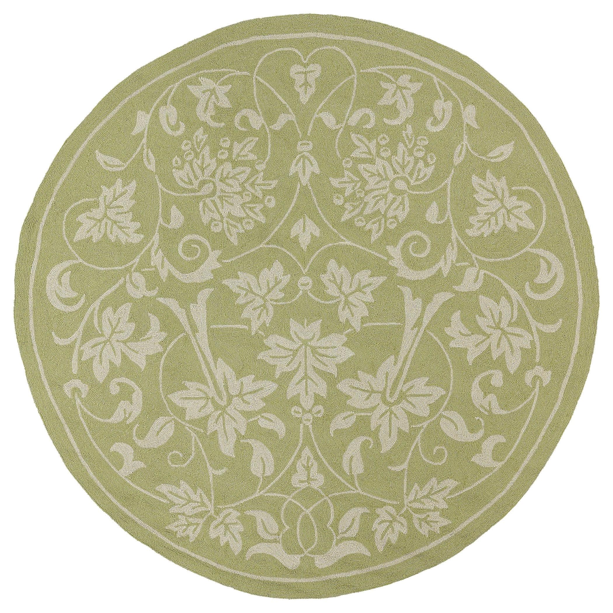 Fiesta Avocado Indoor/ Outdoor Scroll Rug (79 Round)