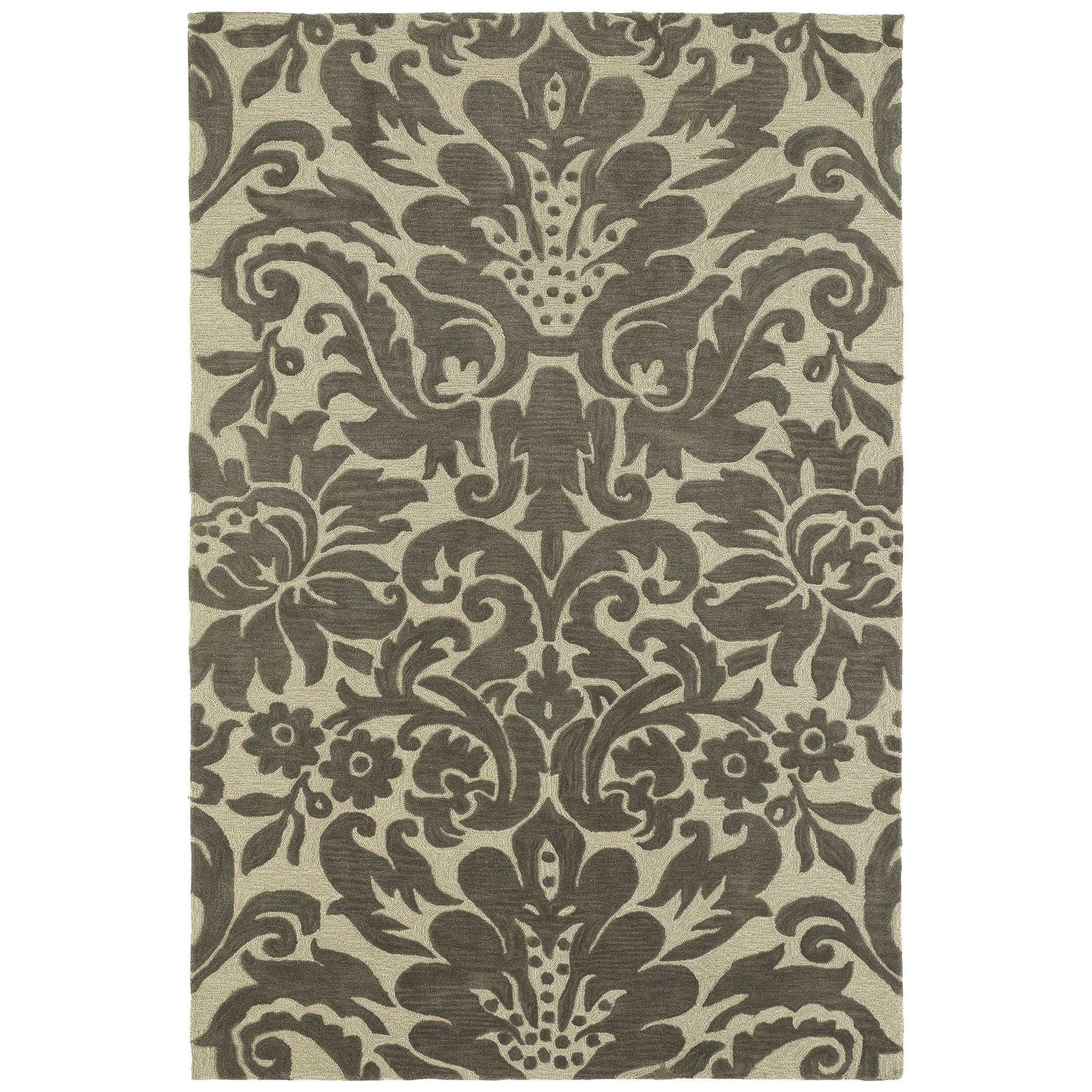 Brookside Damask Taupe Polyester Rug (76 X 90)