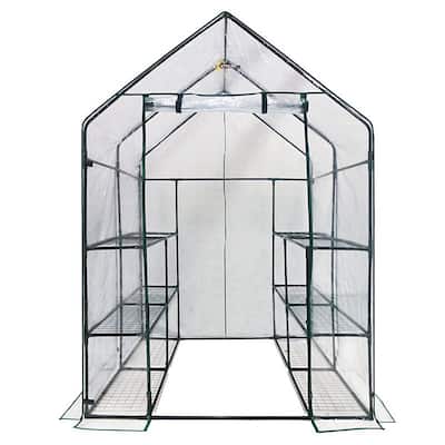 Machrus Ogrow Deluxe Walk-In Greenhouse with 3 Tiers and 12 Shelves - Clear Cover