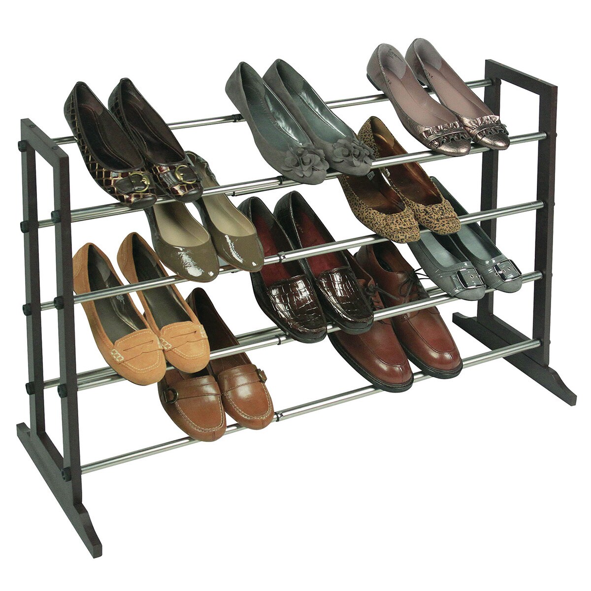 Shop Richards Homewares Mahogany 4 Tier Expandable Shoe Rack Overstock 8407288