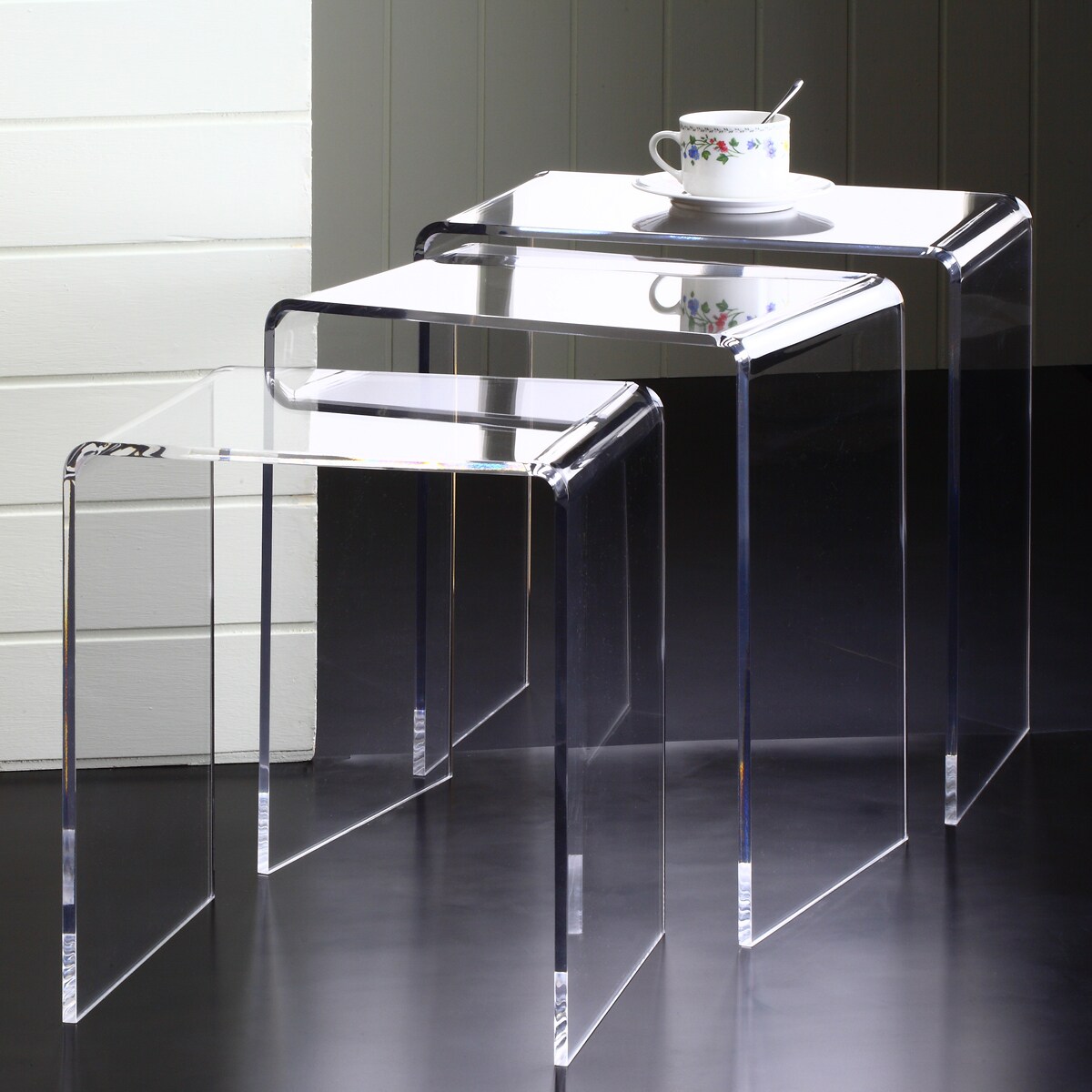 Shop Clear Acrylic Nesting Tables (Set of 3) On Sale Free Shipping