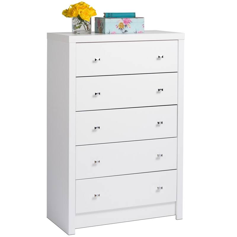 Prepac Calla 5 Drawer Dresser for Bedroom, Chest of Drawers, Bedroom Furniture, Clothes Storage and Organizer - White - 5-drawer