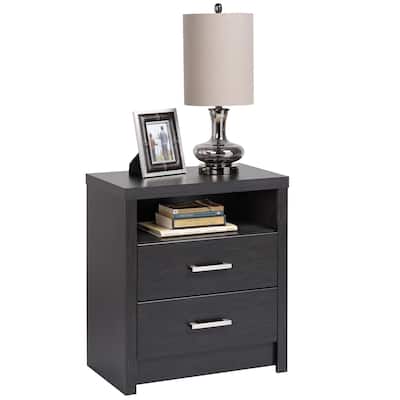 Washed Black Hudson Tall 2-drawer Nightstand