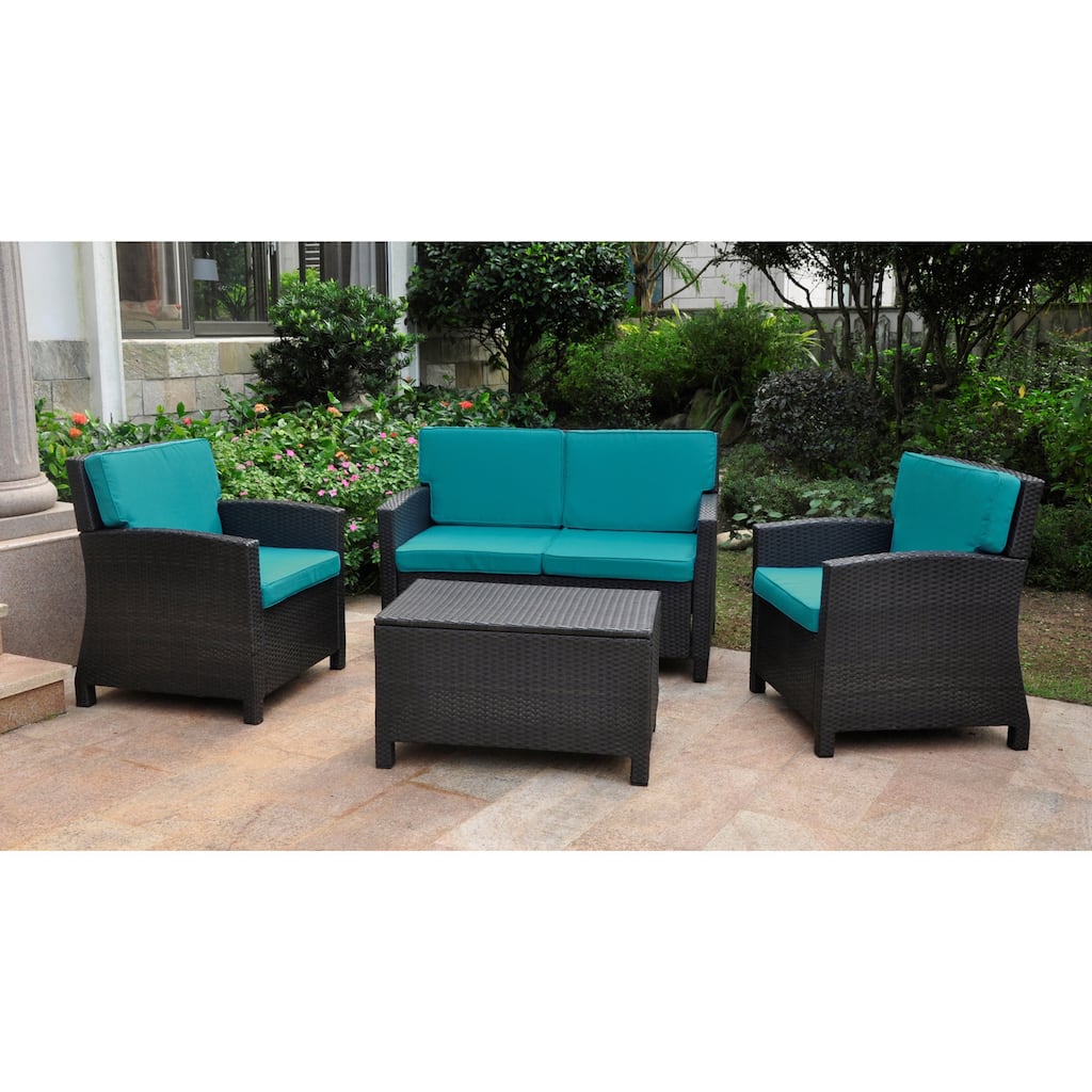 International Caravan Lisbon 4-Piece Patio Conversation Set with Cushions