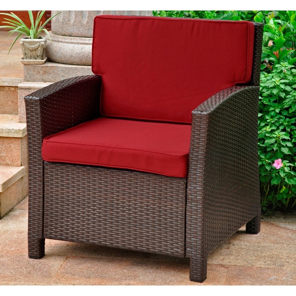Shop Lisbon Resin Wicker Outdoor Contemporary Chair with Cushions - On