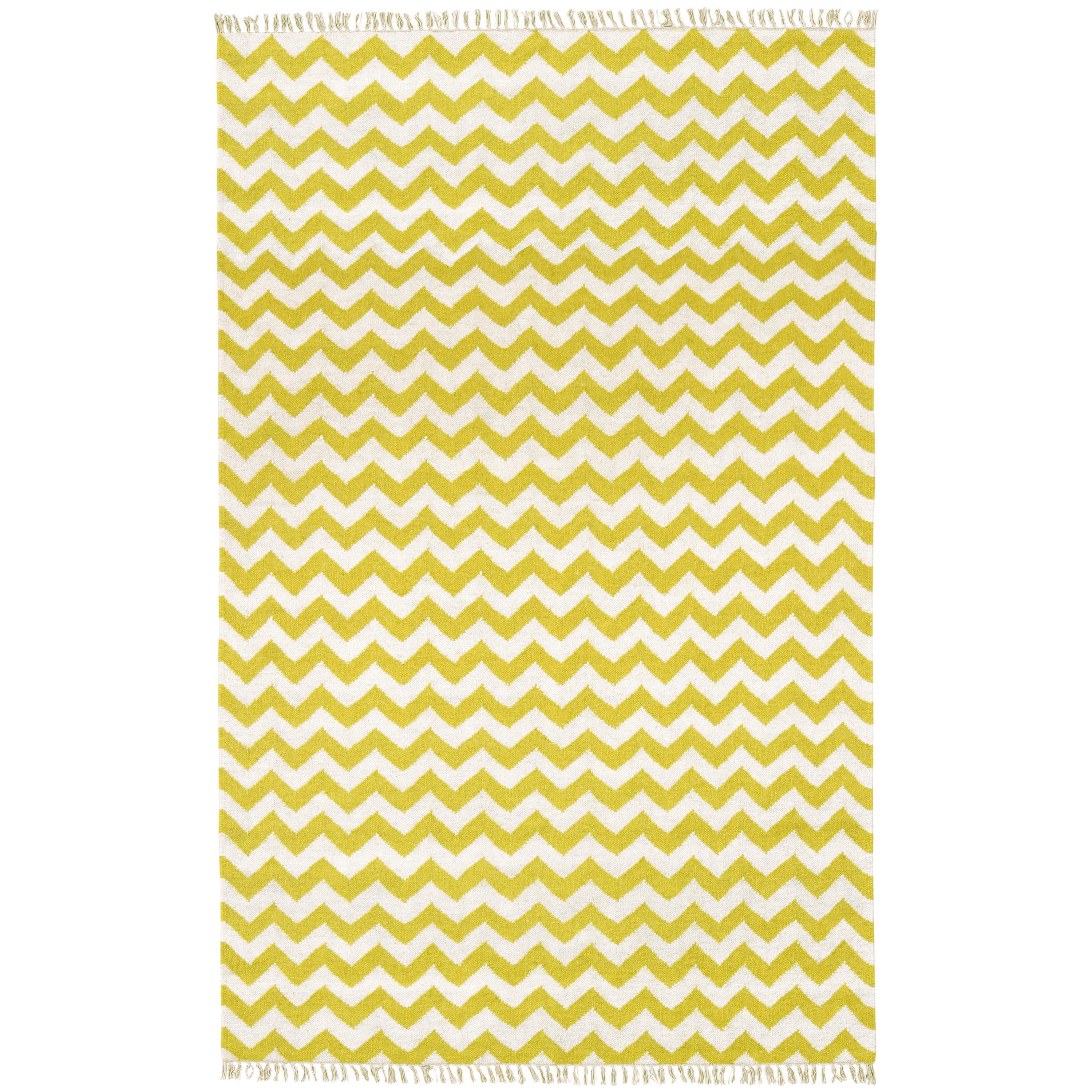 Hand woven Yellow Electro Flatweave Wool Rug (4 X 6)