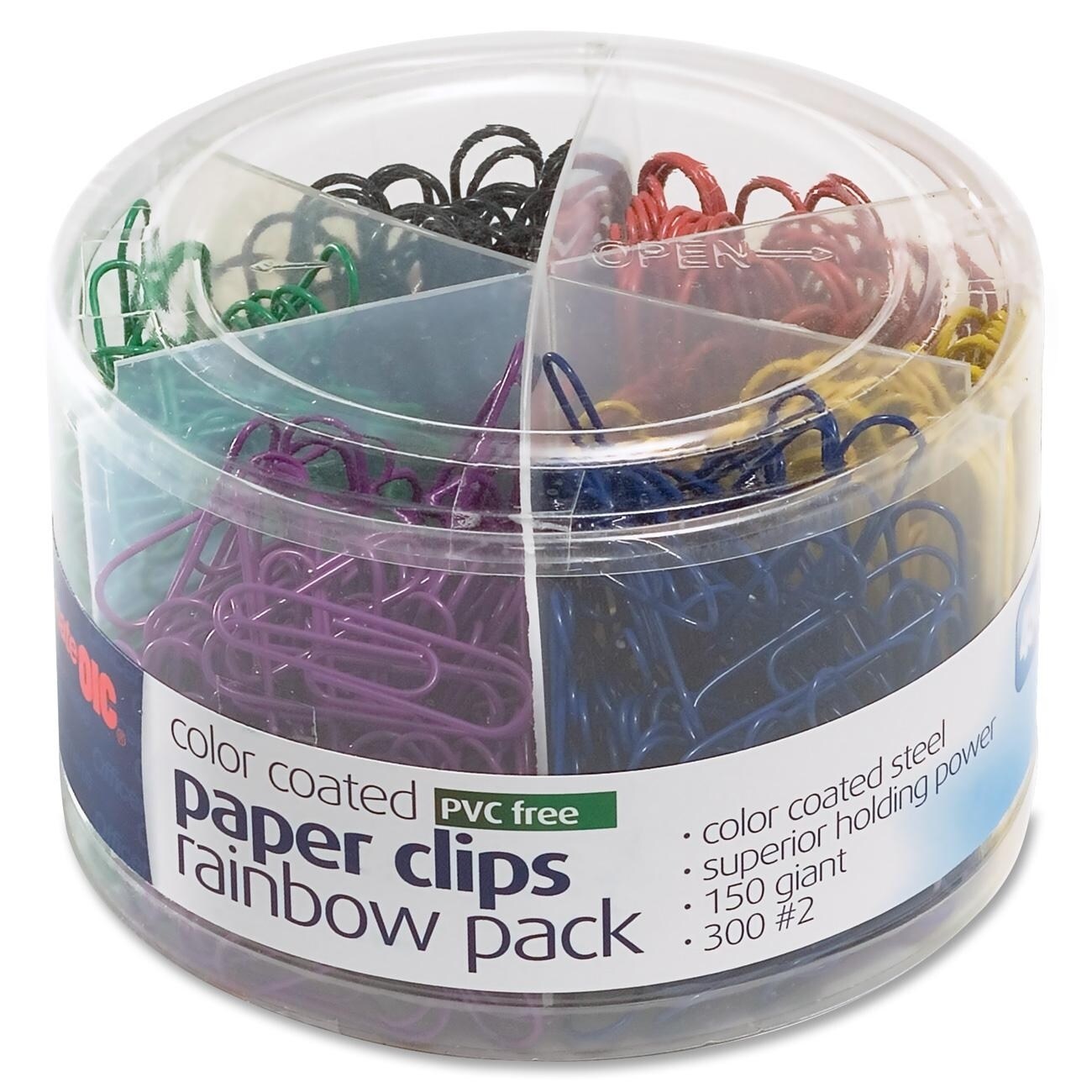 Officemate Plastic Coated Paper Clips Assorted Colors 300 Multi
